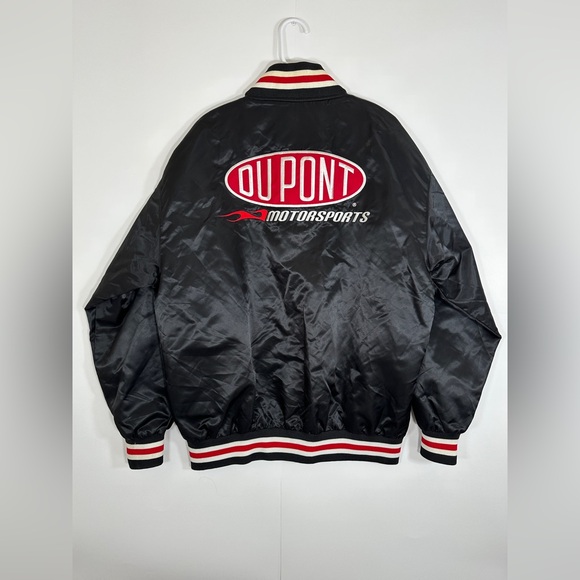 Chase Authentics Jeff Gordon Nascar Mens Satin Bomber Jacker Large Black DuPont - Picture 2 of 10